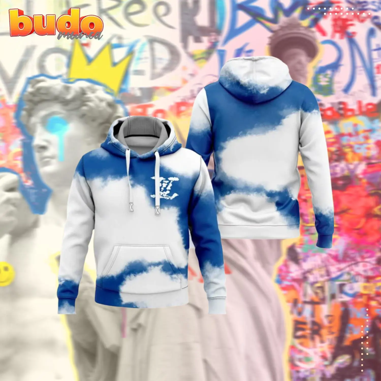 Louis vuitton blue white luxury unisex premium hoodie luxury brand outfit for men women - hot new